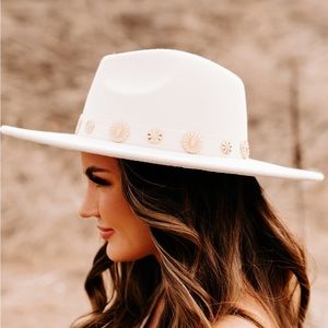 White bohemian fedora hat